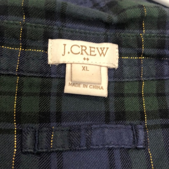 XL Jcrew plaid tunic top w pocket. Blue and green with gold threads - Picture 4 of 4